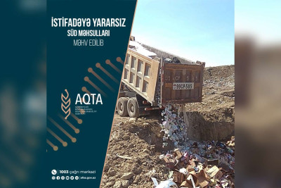 İstehlaka yararsız 12 tondan çox süd məhsulu utilizasiyadan keçirilib