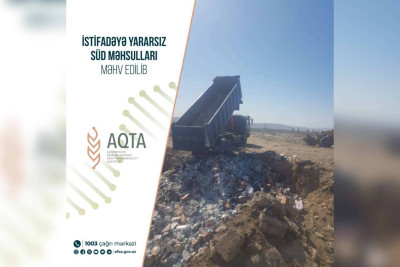Sumqayıt poliqonunda 34.29 ton süd məhsulları məhv edilib