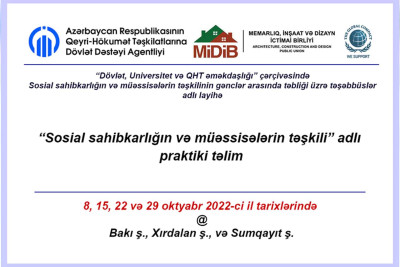 Gənclər arasında sosial sahibkarlığın təbliği məqsədilə təlim təşkil olunacaq