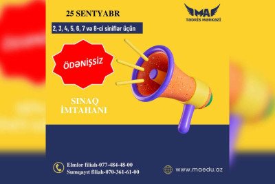 Məktəblilər ödənişsiz sınaq imtahanında iştirak edə bilərlər