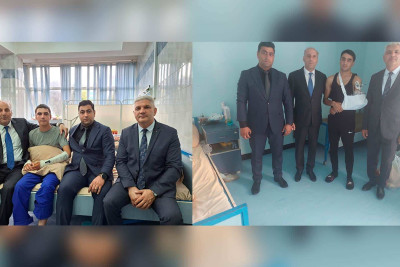 Sumqayıtdan olan yaralı hərbçilər ziyarət ediliblər
