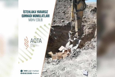 Poliqonda istehlaka yararsız qənnadı məmulatları məhv edilib