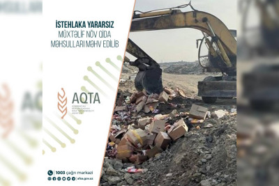 İstehlaka yararsız qida məhsulları utilizasiya edilib