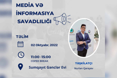 Gənclər üçün “Media və informasiya savadlılığı” mövzusunda təlim keçiriləcək