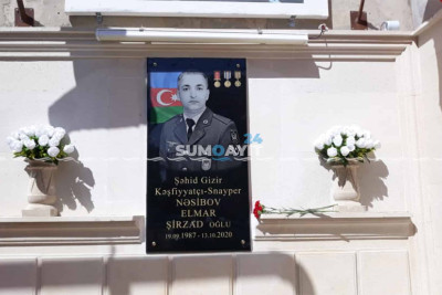 Şəhid Elmar Nəsibovun xatirəsinə barelyef qoyulub