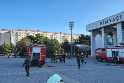 “Yüksək saylı çağırışla yanğınların söndürülməsi” mövzusunda təlim keçirilib