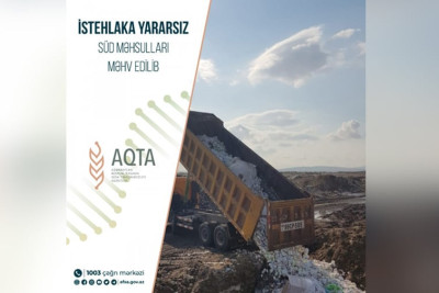 Sumqayıtda 14 tona yaxın süd məhsulları utilizasiya olunub