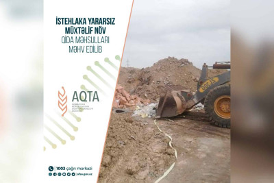 İstehlaka yararsız 21 tondan çox məhsul utilizasiya olunub