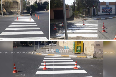 Cümə məscidi yaxınlığında nişanlanma xətləri rənglənib