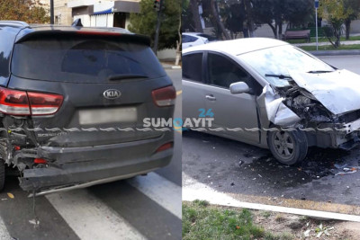 Sumqayıtda qəza: “Prius” və “Kia” toqquşub