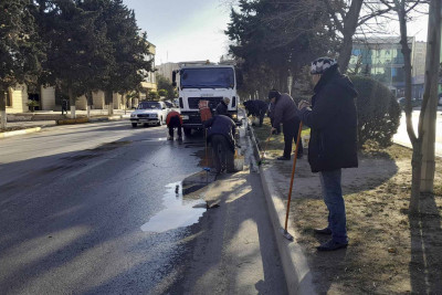 Sumqayıtda prospekt və küçədə iməcilik işləri aparılıb