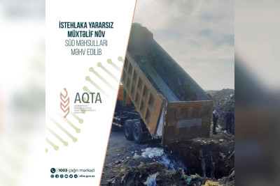 Sumqayıt poliqonunda 12 ton süd məhsulu utilizasiya edilib