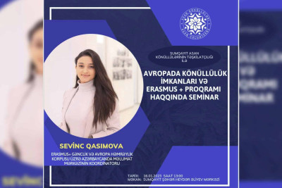 Sumqayıtda Avropada könüllülük və Erasmus+ proqramı barədə seminar keçiriləcək