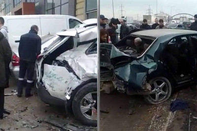 Bakı-Sumqayıt yolunda ağır qəza: “Mercedes” bir neçə maşına çarpılıb