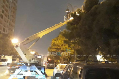 Sumqayıt boyunca işıq dirəklərinə yeni lampalar quraşdırılır