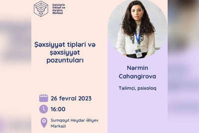 “Şəxsiyyət tipləri və şəxsiyyət pozuntuları” mövzusunda pulsuz seminar keçiriləcək