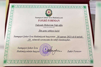 Sumqayıt tibb oçağının həkimi "İlin gənc səhiyyə işçisi" seçilib