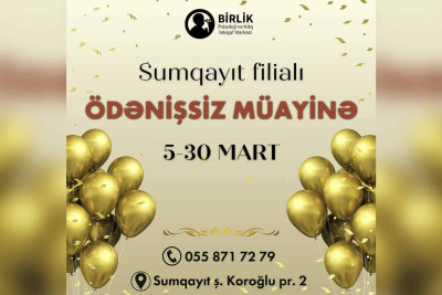 Birlik Nitq və Psixoloji İnkişaf Mərkəzində ödənişsiz müayinə təşkil olunacaq