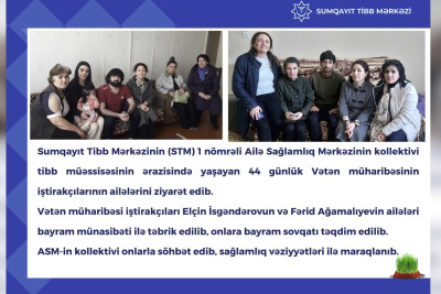 Tibb işçiləri Vətən müharibəsi iştirakçılarının evlərində olublar