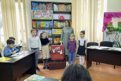 Kiçik yaşlı məktəblilər üçün əyləncəli mütaliə saatı təşkil olunub