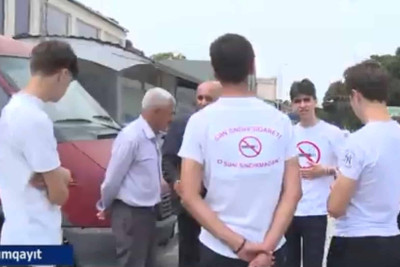 Şagirdlər siqaret əleyhinə aksiya keçiriblər