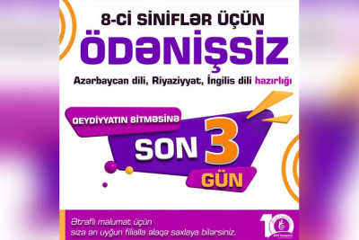 8-ci sinif şagirdləri pulsuz dərslərdən yararlana bilərlər