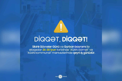 Vətəndaşların nəzərinə: “ASAN xidmət” mərkəzləri bu tarixdə çalışacaq