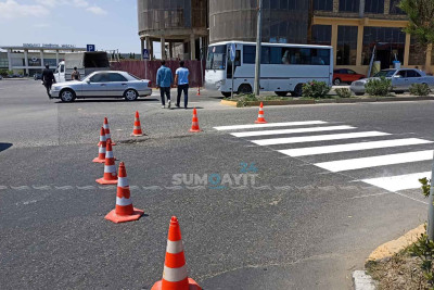 Sumqayıtda piyada zolaqları yenilənib