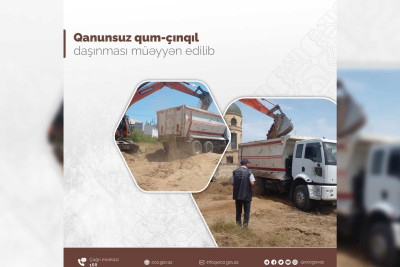 Novxanı bağlarında sürücülər qanunsuz qum-çınqıl daşıyıblar