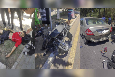 Sumqayıtda mopedçi hərəkətsiz avtomobilə çarpılıb