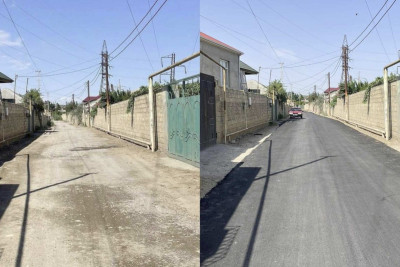 Yaşıldərədə yol örtüyü yenilənib