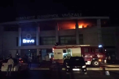 Sumqayıt Dəmir Yolu Vağzalı yanıb