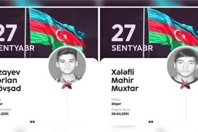 Bu gün 19 yaşında şəhidlik zirvəsinə ucalan 2 gəncimizin – Tərlan Rzayev və Mahir Xələflinin anım günüdür