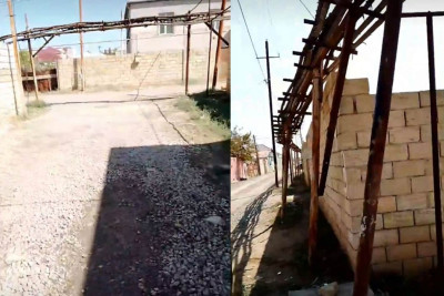 Yaşıldərədə aşmaq üzrə olan dirək qaz borusuna bağlanılıb