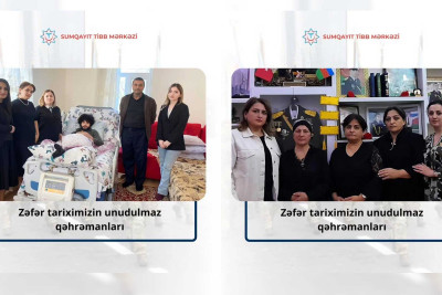 Tibb işçiləri qazi və şəhid ailəsinin səhhəti ilə yaxından maraqlanıblar