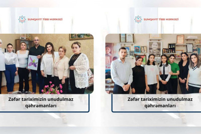 Səhiyyə işçiləri şəhid ailəsi və qaziyə baş çəkiblər
