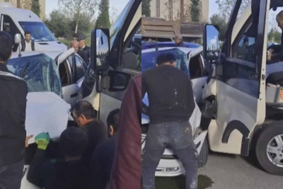 Sumqayıt bulvarında avtobus və minik avtomobili toqquşub