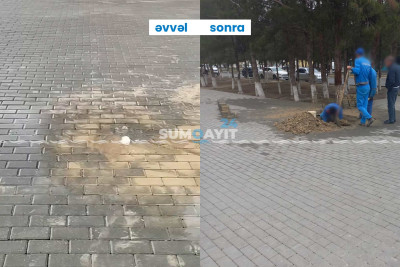 S. Bədəlbəyli küçəsində su borusu təmir olunur