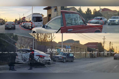 Sarayda iki “Mercedes” və “Hyundai” toqquşub