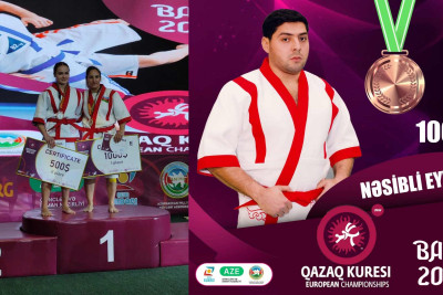 Güləşçilərimiz “Qazaq kuresi” üzrə Avropa çempionatında fəxri kürsüyə qalxıblar