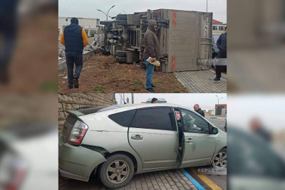 Yük maşını ilə “Toyota” toqquşub