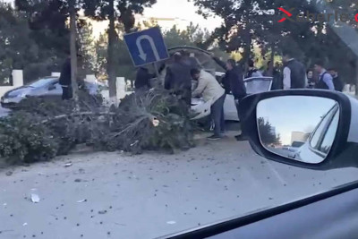 Niyazi küçəsində maşın ağaclara çarpılıb