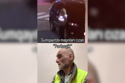 Sumqayıtda “parkovşik” maşını cızıb - YENİLƏNİB