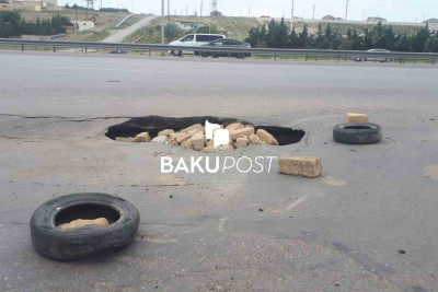 Bakı-Sumqayıt yolunda dəlik yaranıb
