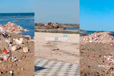 Sumqayıtda dənizə tonlarla zibil tökülür
