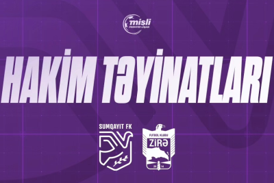 "Sumqayıt" - "Zirə" qarşılaşmasına hakim təyin edildi
