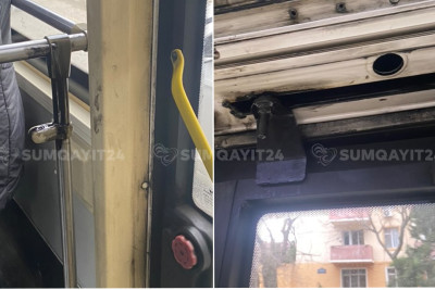 Sərnişinləri “yağlayan” Sumqayıt avtobusu - VİDEO