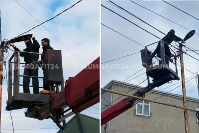 Sumqayıtda yaşayış massivi işıqlandırıldı