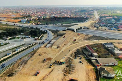 Novxanıdan keçən yeni yolun tikintisindən GÖRÜNTÜLƏR - VİDEO