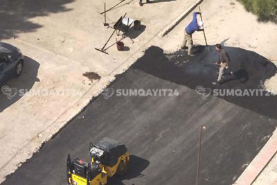 9-cu mikrorayonda yol asfaltlanır - VİDEO